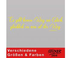 Graz Design Sticker Mural avec Inscription en Allemand ES Gibt Keinen Weg zum GlÃ¼ck, glÃ¼cklich Sein ist der Weg â Bouddha â Sticker Mural (80 cm (l) x 26,8 cm (H) M, Jaune)