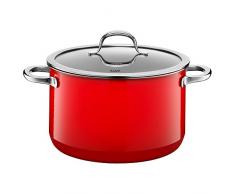 Silit 2102297079 Faitout Haut avec Couvercle Ãmail, Rouge, 24 cm