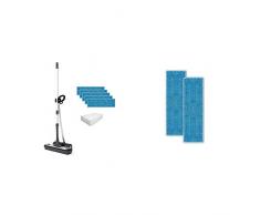 Polti Moppy Black Premium Balai Vapeur sans Fil Nettoyeur de Sols, Noir + Kit de 2 serpillières en Microfibres