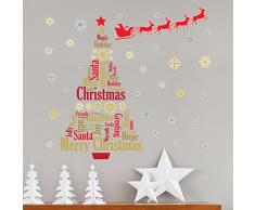Décorations de Noël Autocollants Mural Santas Traîneau avec Anglais Citations Noël Arbre Mural Murals Stickers Salon Enfants Crèche Ãcole Restaurant Café Hôtel Maison Décor