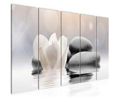 Tableau decoration murale Fleurs Tulpan 150 x 60 cm - XXL Impression sur Toile Salon Appartment 5 Parties - prêt à accrocher - 506056a