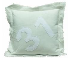 My Flair 23.18SF Coussin 50 x 50 x 14 cm Coussin rembourrÃ© 40% Coton 30% Lin 20% Viscose 10% Polyester avec Nombre 31 Blanc