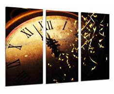 Tableau Moderne Photographique, Impression sur bois, Horloge du Nouvel An, Demi-Nuit, NoÃ«l, 97 x 62 cm, ref. 26918