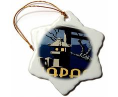 3dRose Japon Gouvernement Japonais de chemins de Fer avec Lanterne Flocon de Neige Ornement, Multicolore, 7,6Â cm