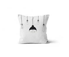 Soleil docre Coussin dÃ©houssable 40x40 cm Lampes, Polyester, Blanc