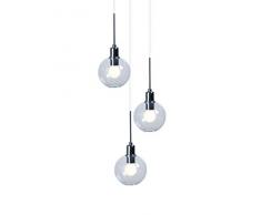 SP Light and Design Diva Suspension triple Structure Chrome, Verre Transparent Lampe à suspension 4 W