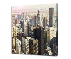 Pintdecor Gratte-ciels Panneau Lumineux, Bois de Sapin, Multicolore, 50Â x 50Â x 4.5Â cm
