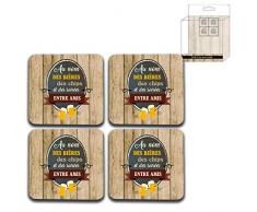 Vino De France Lot de 12 Dessous de Verre Au Nom des BiÃ¨res 10 x 10 cm