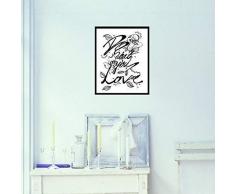 Walplus Do What You Love Citation Cadre Amovible Autocollant Maison Bureau Décoration Mural Autocollants, Noir Blanc, 30 X 40 CM