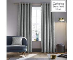 Catherine Lansfield - Rideaux Ã Oeillets Chelsea - texturÃ©/tissÃ© - Naturel - 117 x 137 cm