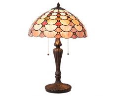 Lumilamp 5LL-5902 Tiffany Lampe de Table avec 2 x 60 cm E27 Max. 2 x 60 W Verre coloré décoratif
