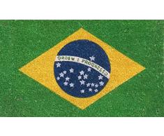 GIFT Company-Brésil Drapeau Paillasson en Coco/PVC Coloré 75 X 1,5 X 45 cm