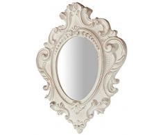 Biscottini Miroir Mural Style Shabby en Bois avec Finition Blanche vieillie Dimensions L 32 x P 3,5 x H 38 cm Production Artisanale Fiorentino Made in Italy