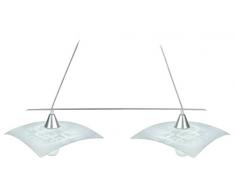 Tosel 20307 Lustre - Mae Barre tôle Acier, Peinture époxy, Verre thermomou, E27, 100 W, Gris Mat