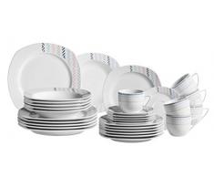 MÃ¤ser 931209 Clariss Service de table en porcelaine blanche avec motif discret Assiette Ã cafÃ© pour 6 personnes 30 piÃ¨ces