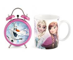Home Disney La Reine des neiges Set rÃ©veil Mug, Porcelaine, Rose, 2Â unitÃ©s