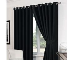 Dreamscene oeillet tissé Qualités Rideaux, Polyester, noir, 66 x 72