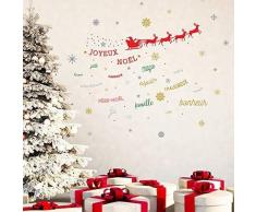 Wallflexi DÃ©corations de NoÃ«l Stickers muraux Rennes de NoÃ«l avec Proverbes FranÃ§ais Stickers muraux Salon Enfants Chambre denfant Ã©cole Restaurant CafÃ© HÃ´tel Home Office DÃ©cor, Multicolore