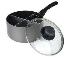 Sapphire Casserole Anti-adhÃ©sive 4Â Sections avec Couvercle en Verre, Gris, 20Â cm