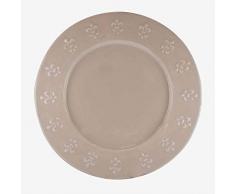 Better & Best Dessous de plat rond, bord décoré avec fleur de lys, couleur taupe, dimensions 33 x 33 cm, matériau : métal émaillé