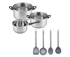 San Ignacio PK663 Batterie de Cuisine et Set dustensiles, Acier Inoxydable, Chrome, 20Â cm, Lot de 4, 27 x 35 x 22 cm
