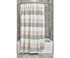 iDesign rideau douche, rideau de bain chic 183,0 cm x 183,0 cm en coton et polyester, rosé et gris