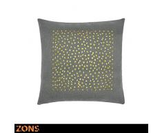 ZONS Coussin cloutÃ© Motif carrÃ© Or 45x45cm + Rembourrage 480g Coussin Voiture Coussin canapÃ© Oreiller (Gris foncÃ©)