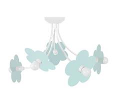 Tosel 21095 Lustre 5 Lumières, Acier/, E14, 40 W, Bleu, 50 x 40 cm