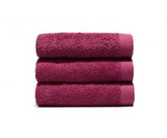 Home Basic - Lot de 3 Serviettes Eponge, 33x50 cm Serviette invité, 50x100 cm, Drap de Bain 70x140 cm, Couleur Pourpre