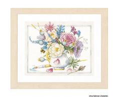 Lanarte Kit au Point compté Pot Blanc aux Fleurs