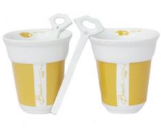 Baci Tasse Ã cappuccino avec cuillÃ¨re Jaune Lot de 2
