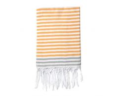 Moorish Idol - Fouta Traditionnelle- 100cm x 200cm- Jaune Safran/Gris Perle