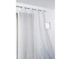 Linder Voilage brodé Motif Fleuri, Polyester, Blanc, 140x260 cm