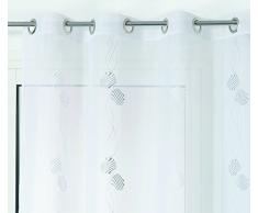 Linder Voilage brodé Motif Fond Marin, Polyester, Blanc, 140x260 cm