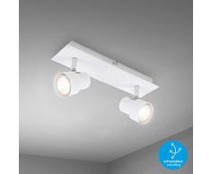 Briloner Leuchten 2861-026 Plafonnier Ã 2 Spots LED orientables et pivotants 2 Ampoules GU10 460 LM 3000 K Blanc 5 W, MÃ©tal