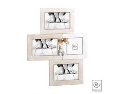 Cadre multi en bois et dÃ©coration en rÃ©sine nounours azur - 1 photos 10x10 + 3 photo 10x15 cm. Taille extÃ©rieure 32x41 cm