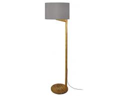 Tosel 51466 Lampadaire, Bois/Abat Jour Tissu, E27, 40 W, Gris, 40 x 168 cm