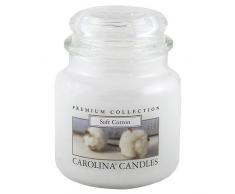 Caroline Candles 425 g Coton Doux avec bougeoir en Verre Blanc