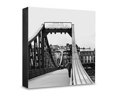 COGNOSCO HG-F107 Tableau Mural en Bois avec Photo darchitecture Frankfurt en Fer Noir/Blanc 15 x 15 cm