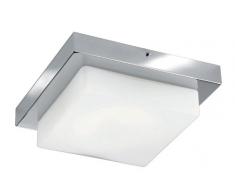 TRIO, Plafonnier, Sam incl. 4 x LED,SMD,4,5 Watt,3000K,400 Lm. Verre opale, Blanc, Corps: metal, Chrome L:26,0cm, L:26,0cm, H:8,5cm IP44,OSRAM Inside