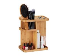 relaxdays 10022765 Organiseur à Maquillage en Bambou, Rotatif pour la Salle de Bain & la Coiffeuse, HLP 31x25,5x18 cm, Naturel, Plastique, Nature, 31 x 25,5 x 18 cm
