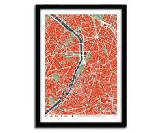 K.Olin Tribu - Affiche Paris classic par Planos Urbanos, Papier, Blanc, 45 x 65 x 1 cm