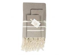 Moorish Idol - Ensemble de Serviettes Salle de Bain- 100cm x 200cm- Taupe/Blanc