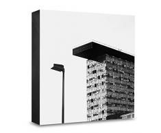 COGNOSCO HG-D115 Tableau Mural en Bois avec Photo darchitecture Düsseldorf Noir/Blanc 15 x 15 cm