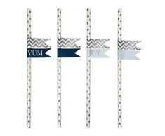 DELIGHT DEPARTMENT DD.03.13.2 Pailles avec Autocollants en Paille Art Moderne 13 x 21 x 1 cm Argent