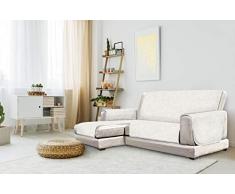 Datex “Glamour” Housse de canapé antidérapante avec Chaise-Longue Gauche, Crème, 290cm