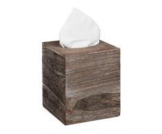 Relaxdays 10025563 Boîte à mouchoirs carrée, Distributeur lingettes salle de bains, cube bois, Shabby, HLP 16,5x14x14 cm, marron, 1 élément