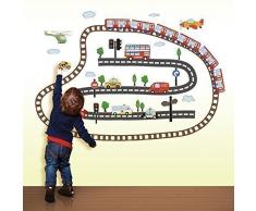 Walplus 120x80 cm Autocollant Mural pour enfants transport amovible Art DÃ©calques Vinyle DÃ©coration de maison DIY vivant Chambre Bureau Papier peint denfants cadeau, Multicolore