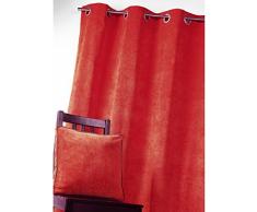 HomeMaison Rideau en Velours Uni, Polyester, Rouge, 260x140 cm