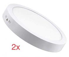 Lot 2x Plafonnier De Surface LED Rond 18 W, Couleur Blanc Chaud (3000k). 1600 Lumens. Driver Inclus.